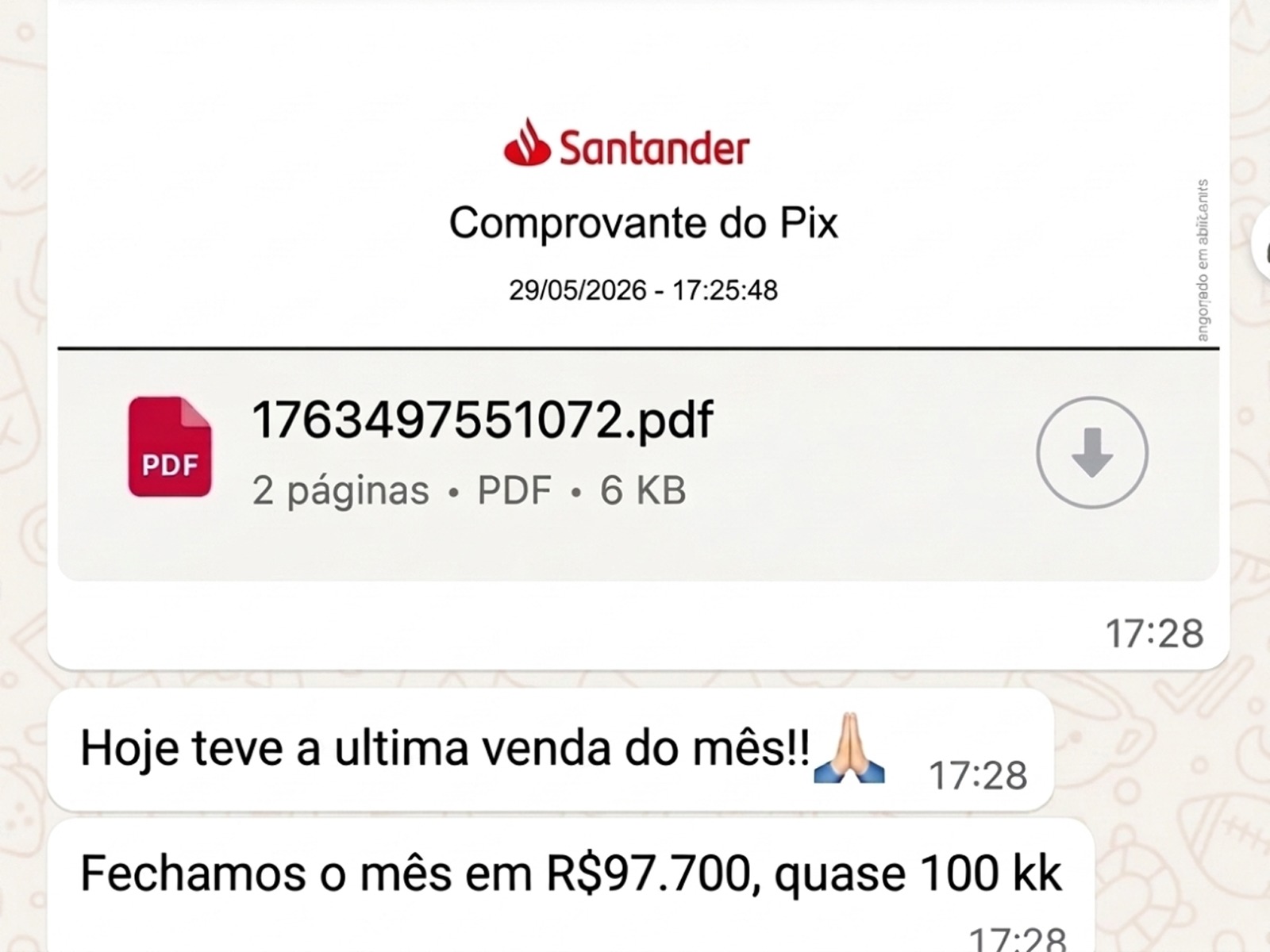Fechou o mês em R$ 97.700